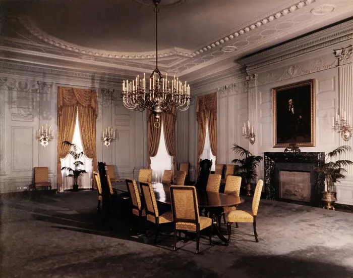 Framed Print : Renovation of the Executive Mansion during the Truman Administration. White House State Dining Room, July 15, 1952. - (BSLOC_2014_15_126) Framed Print : Renovation of the Executive Mansion during the Truman Administration. White House State Dining Room, July 15, 1952. - (BSLOC_2014_15_126)