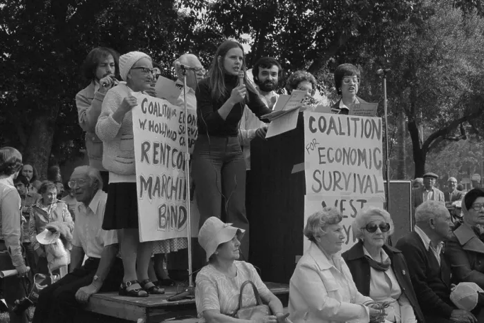 Framed Print : Renters Rally of Coalition for Economic Survival activists including elderly men and women demonstrating for rent control in West Hollywood California Framed Print : Renters Rally of Coalition for Economic Survival activists including elderly men and women demonstrating for rent control in West Hollywood California