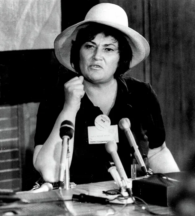 Framed Print : Rep. Bella Abzug at a press conference about Welfare rights, Providence, RI, 1971. Courtesy: CSU Archives  /  Everett Collection