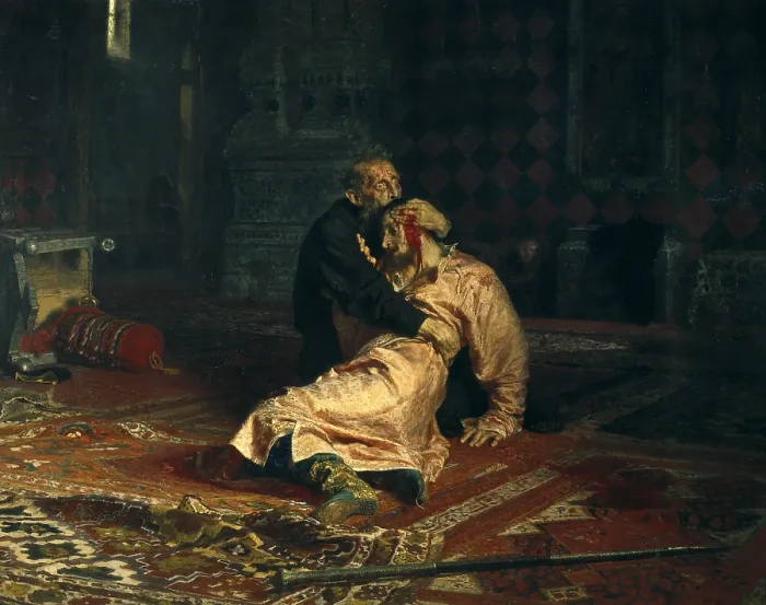 Framed Print : Repin, Ilya Yefimovich (1844-1930). Ivan the Terrible and his son Ivan on 16 November, 1581 Ivan the Terrible and his son Ivan on 16 November, 1581. 1885. Realism. Oil on canvas