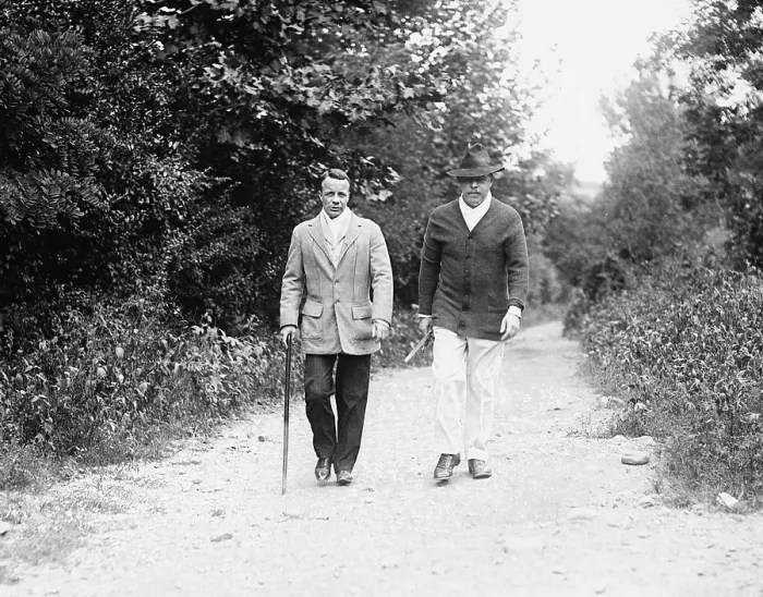 Framed Print : Representative Nicholas Longworth and his brother-in-law and fellow Republican Politician, Theodore Roosevelt Jr. taking a walk in the country. 1921