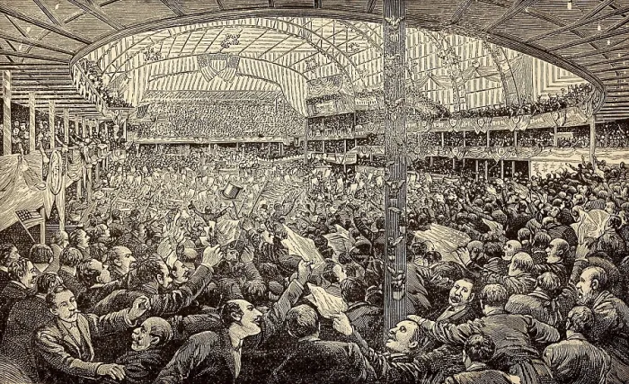 Framed Print : Republican delegates cheering in Chicago after the nomination of William Henry Harrison, June 1888 Framed Print : Republican delegates cheering in Chicago after the nomination of William Henry Harrison, June 1888