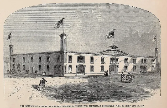 Framed Print : The Republican National Convention was held in this building, in Chicago, May 16-18, 1860. Nicknamed, The Wigwam, it was built by Chicago to attract the 1860 convention