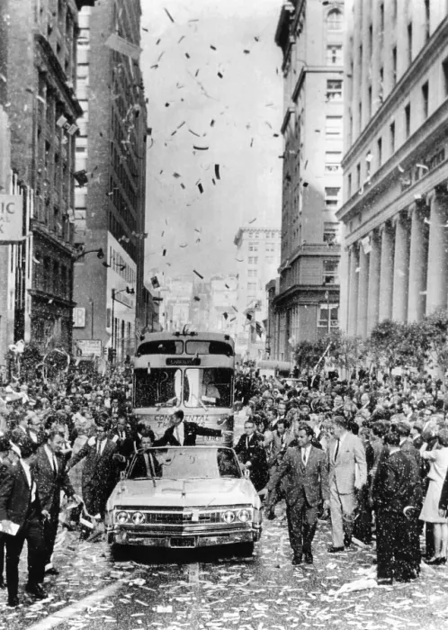 Framed Print : Republican Ronald Reagan was welcomed by thousands in San Francisco's financial district on Nov. 3, 1966. Five days later Reagan won election as California's Governor Framed Print : Republican Ronald Reagan was welcomed by thousands in San Francisco's financial district on Nov. 3, 1966. Five days later Reagan won election as California's Governor