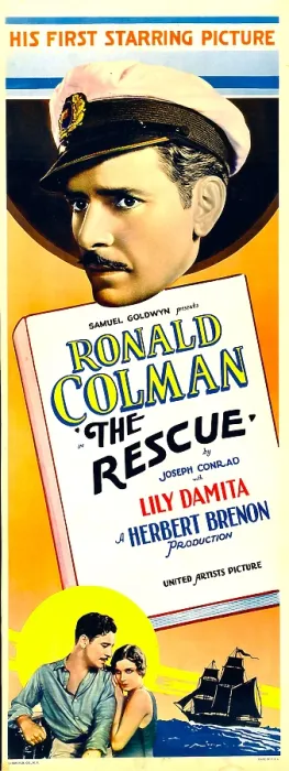Framed Print : THE RESCUE, top: Ronald Colman, bottom from left: Ronald Colman, Lili Damita on insert poster, 1929