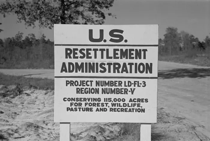 Framed Print : US Resettlement Administration sign for the Withlacoochee Land Use Project