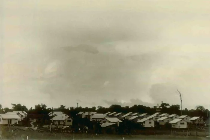 Framed Print : Residential cabins at People's Temple Agricultural Project. Jonestown, Guyana. Nov. 1978 Framed Print : Residential cabins at People's Temple Agricultural Project. Jonestown, Guyana. Nov. 1978