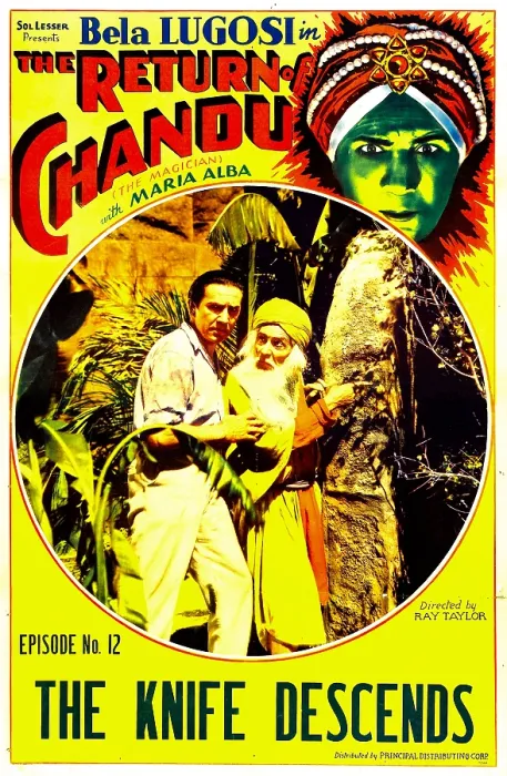 Framed Print : THE RETURN OF CHANDU, top right and inset left: Bela Lugosi in Episode No. 12: The Knife Descends, 1934