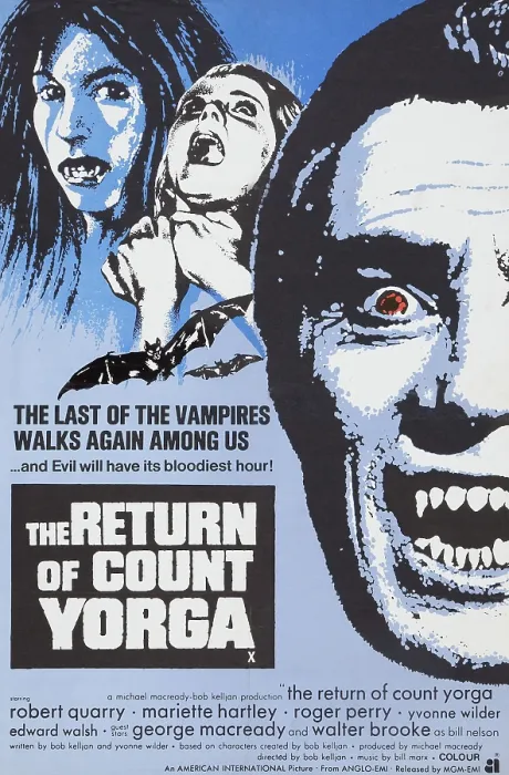 Framed Print : THE RETURN OF COUNT YORGA, right: Robert Quarry on UK poster art, 1971 Framed Print : THE RETURN OF COUNT YORGA, right: Robert Quarry on UK poster art, 1971