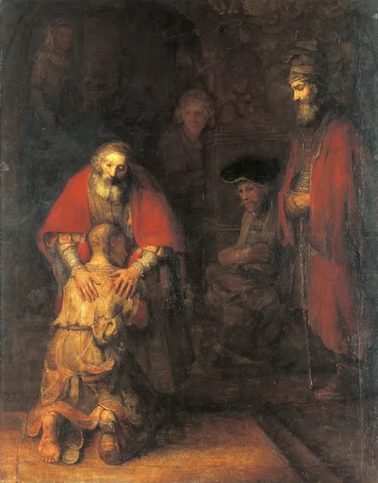 Framed Print : The return of the prodigal son, by Rembrandt Harmenszoon van Rijn, 1668, 17th Century, oil on canvas, 262 x 250 cm - Russia, St. Petersburg, The State Hermitage Museum