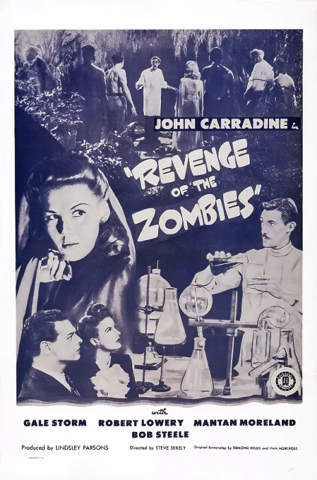 Framed Print : REVENGE OF THE ZOMBIES, US poster, middle left: Veda Ann Borg, bottom from left: Robert Lowery, Gale Storm, John Carradine, 1943