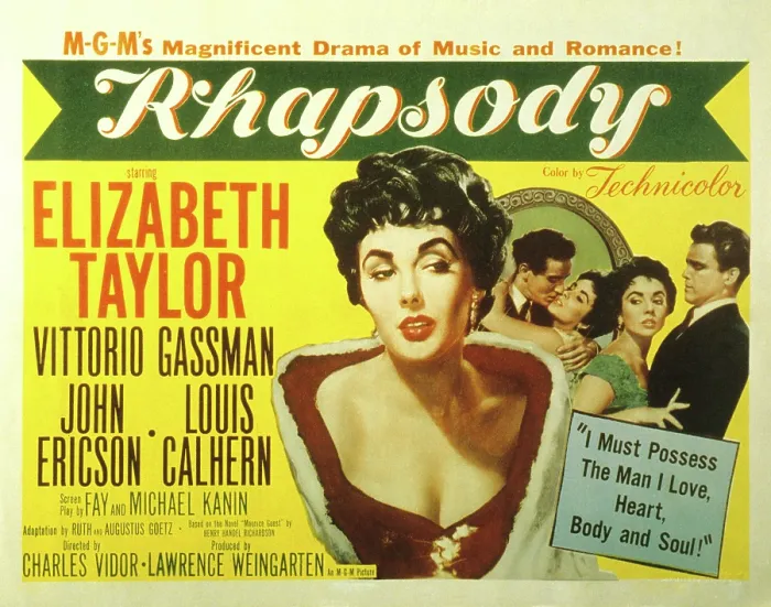 Framed Print : RHAPSODY, US lobbycard, Elizabeth Taylor, 1954