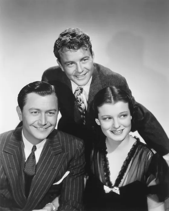 Framed Print : RICH MAN, POOR GIRL, from left: Robert Young, Lew Ayres, Ruth Hussey, 1938