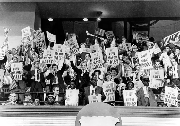 Framed Print : Richard J. Daley supporters, National Democratic Convention, Chicago, IL, 08-29-1968.. Courtesy: CSU Archives  /  Everett Collection