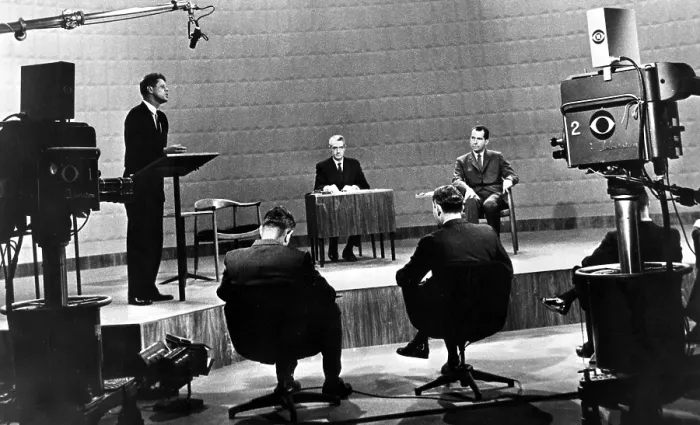 Framed Print : Richard Nixon and John F. Kennedy at the Kennedy-Nixon debates, 09-26-1960.. Courtesy: CSU Archives  /  Everett Collection