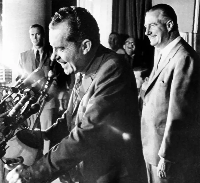 Framed Print : Richard Nixon with his Vice Presidential pick, Spiro Agnew. Nixon told reporters he considered fifteen possible running mates before deciding on the Maryland Governor Framed Print : Richard Nixon with his Vice Presidential pick, Spiro Agnew. Nixon told reporters he considered fifteen possible running mates before deciding on the Maryland Governor