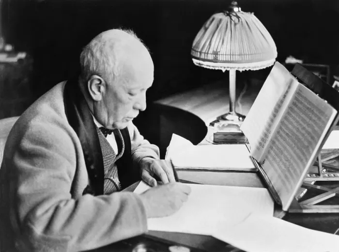Framed Print : Richard Strauss (1864-1949), German composer writing music in his 80's Framed Print : Richard Strauss (1864-1949), German composer writing music in his 80's