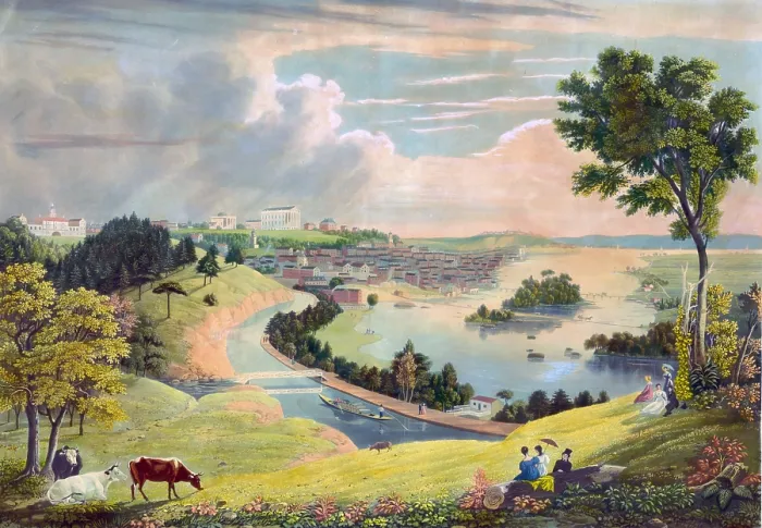 Framed Print : Richmond, Virginia, from the hill above the waterworks. 1834