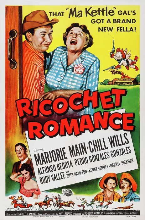 Framed Print : RICHOCHET ROMANCE, US poster, top from left: Chill Wills, Marjorie Main, left from top: Rudy Valley, Ruth Hampton, right bottom from left: Pedro Gonzalez Gonzalez, Alfonso Bedoya