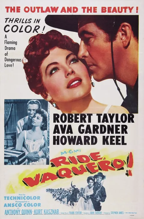 Framed Print : RIDE, VAQUERO!, US poster art, top from left: Ava Gardner, Robert Taylor; insert from left: Howard Keel, Ava Gardner, 1953 Framed Print : RIDE, VAQUERO!, US poster art, top from left: Ava Gardner, Robert Taylor; insert from left: Howard Keel, Ava Gardner, 1953