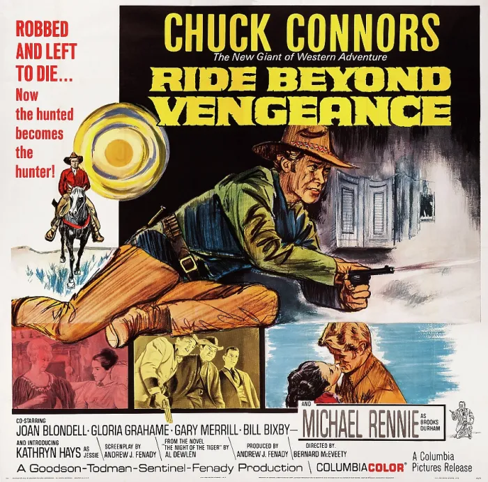 Framed Print : RIDE BEYOND VENGEANCE, US poster, Chuck Connors (center), 1966