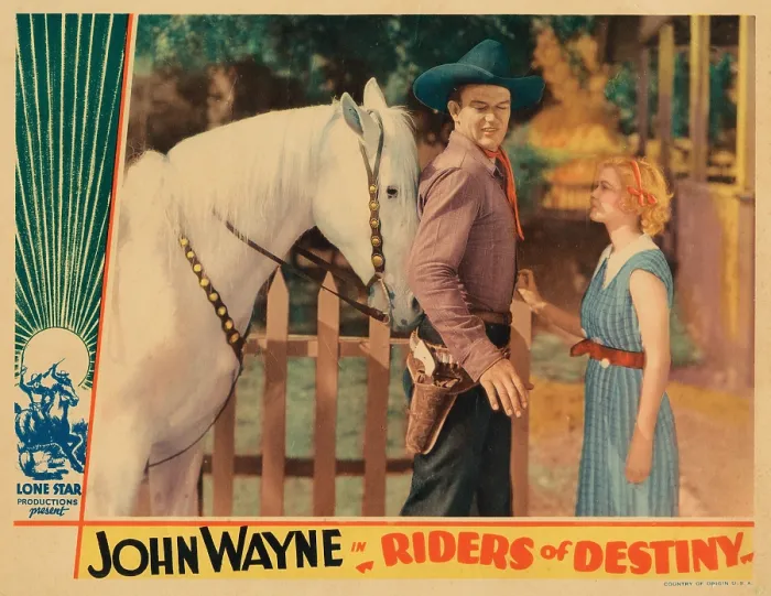 Framed Print : RIDERS OF DESTINY, from left: John Wayne, Cecilia Parker, 1933 Framed Print : RIDERS OF DESTINY, from left: John Wayne, Cecilia Parker, 1933