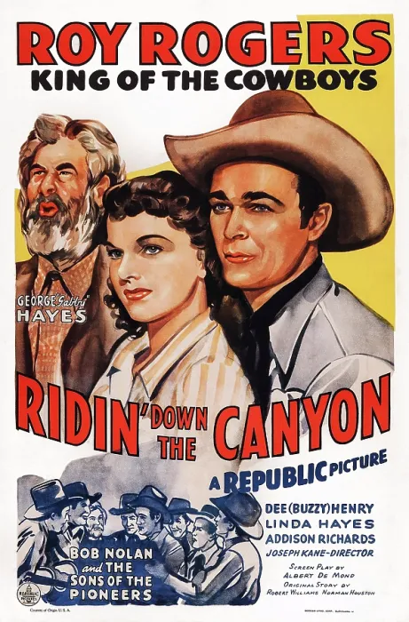 Framed Print : RIDIN DOWN THE CANYON, US poster art, top from left: George Gabby Hayes, Linda Hayes, Roy Rogers, bottom left: Bob Nolan and the Sons of the Pioneers, 1942 Framed Print : RIDIN DOWN THE CANYON, US poster art, top from left: George Gabby Hayes, Linda Hayes, Roy Rogers, bottom left: Bob Nolan and the Sons of the Pioneers, 1942