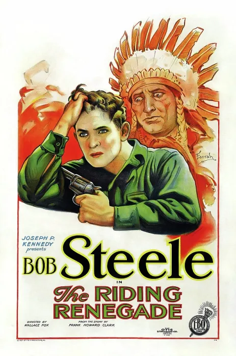 Framed Print : THE RIDIN RENEGADE, (aka THE RIDING RENEGADE), l-r: Bob Steele, Nick Thompson on poster art, 1928