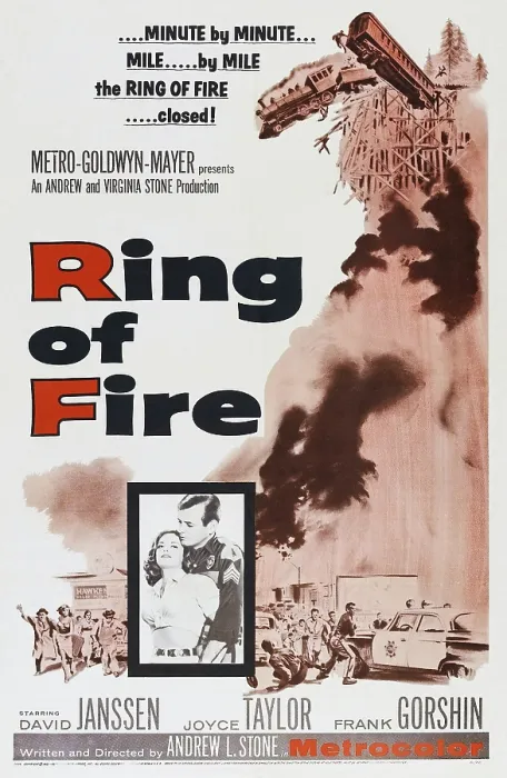 Framed Print : RING OF FIRE, l-r: Joyce Taylor, David Janssen on poster art, 1961
