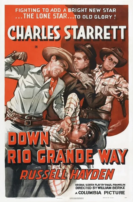 Framed Print : DOWN RIO GRANDE WAY, US poster, Charles Starrett (left), Russell Hayden (right), 1942 Framed Print : DOWN RIO GRANDE WAY, US poster, Charles Starrett (left), Russell Hayden (right), 1942