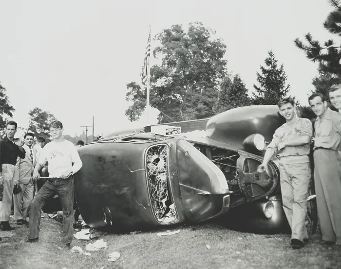 Framed Print : Rioters overturn and smash a car on the Paul Robeson concert grounds near Peekskill, N.Y. Sept. 4, 1949. The concert benefited the Civil Rights Congress. (BSLOC_2014_13_69) Framed Print : Rioters overturn and smash a car on the Paul Robeson concert grounds near Peekskill, N.Y. Sept. 4, 1949. The concert benefited the Civil Rights Congress. (BSLOC_2014_13_69)