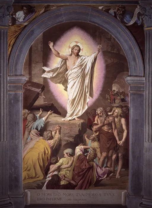 Framed Print : Risen Christ Appears to His Faithful, by Alessandro Franchi, 1880 - 1899, 19th Century, fresco - Italy, Tuscany, Siena, Monumental Cemetery. Whole artwork view Framed Print : Risen Christ Appears to His Faithful, by Alessandro Franchi, 1880 - 1899, 19th Century, fresco - Italy, Tuscany, Siena, Monumental Cemetery. Whole artwork view