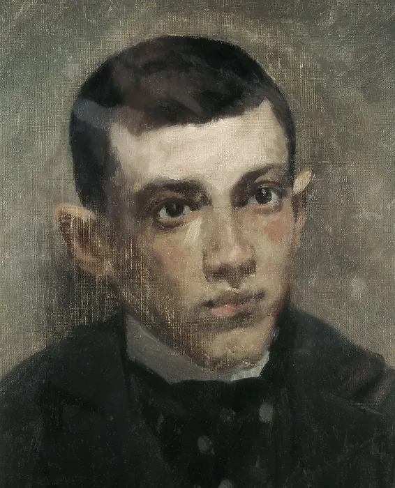 Framed Print : RIU I DORIA, Ramon (1874-1907). Portrait of Pablo Ruiz Picasso. 1890s. Detail. No signed or dated work. Oil on canvas. SPAIN. Barcelona. Picasso Museum