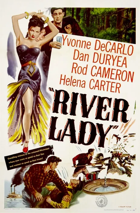 Framed Print : RIVER LADY, US poster, from top: Rod Cameron, Yvonne De Carlo, 1948