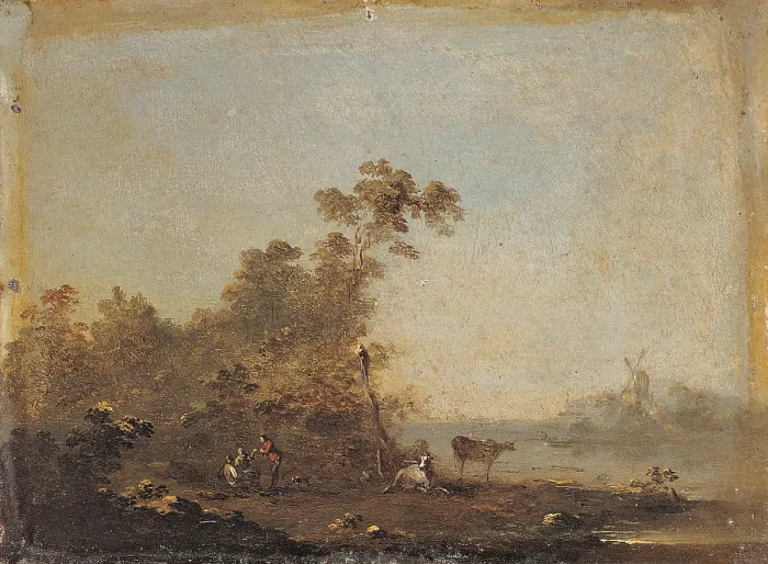 Framed Print : River Landscape with Animals and Figures, by Unknown German artist, 18th Century, oil on copper, 12 x 16, 5 cm - Italy, Lombardy, Milan, Castello Sforzesco Framed Print : River Landscape with Animals and Figures, by Unknown German artist, 18th Century, oil on copper, 12 x 16, 5 cm - Italy, Lombardy, Milan, Castello Sforzesco