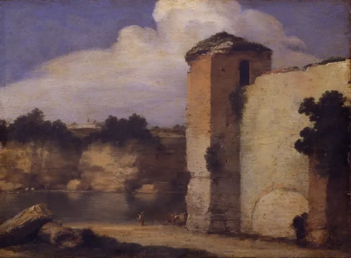 Framed Print : River landscape with fortified walls, by an Unknown Artist close to Gottfried Wals, 1625 - 1649, 17th Century, oil on board, 21 x 28, 5 cm - Italy, Lombardy, Milan Framed Print : River landscape with fortified walls, by an Unknown Artist close to Gottfried Wals, 1625 - 1649, 17th Century, oil on board, 21 x 28, 5 cm - Italy, Lombardy, Milan