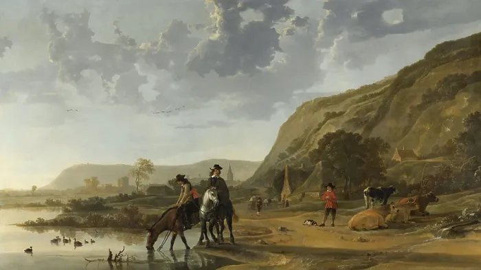 Framed Print : River Landscape with Riders, by Aelbert Cuyp, 1653-57, Dutch painting, oil on canvas Framed Print : River Landscape with Riders, by Aelbert Cuyp, 1653-57, Dutch painting, oil on canvas