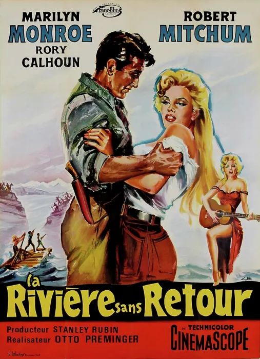 Framed Print : RIVER OF NO RETURN, (aka LA RIVIERE SANS RETOUR), l-r: Robert Mitchum, Marilyn Monroe on French poster art, 1954, TM and Copyright 20th Century Fox Film Corp Framed Print : RIVER OF NO RETURN, (aka LA RIVIERE SANS RETOUR), l-r: Robert Mitchum, Marilyn Monroe on French poster art, 1954, TM and Copyright 20th Century Fox Film Corp