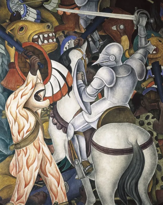 Framed Print : RIVERADiego (1886-1957). History of Cuernavaca and MorelosConquest and Revolution. 1930-1931. MEXICO. Cuernavaca. Cortes Palace. Detail