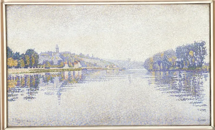 Framed Print : The Riverbank, the Seine at Herblay, by Paul Signac, 1889, 19th Century, oil on canvas, cm 33 x 55 - France, Ile de France, Paris, Muse dOrsay, RF1958-1. All Framed Print : The Riverbank, the Seine at Herblay, by Paul Signac, 1889, 19th Century, oil on canvas, cm 33 x 55 - France, Ile de France, Paris, Muse dOrsay, RF1958-1. All