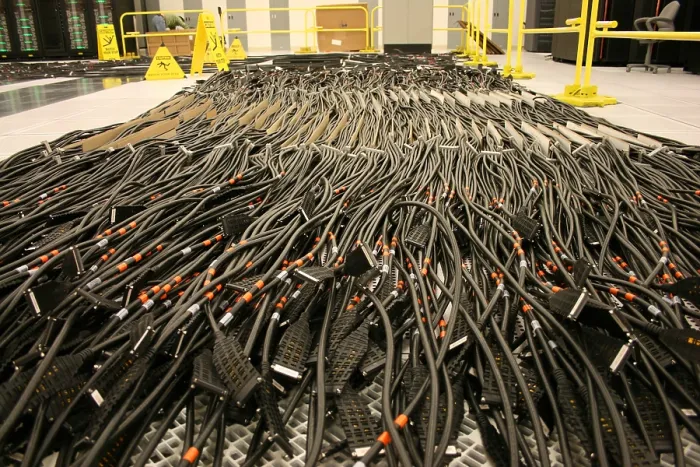 Framed Print : Rivers of cables for the Dawn supercomputer at the Lawrence Livermore National Laboratory. 2009