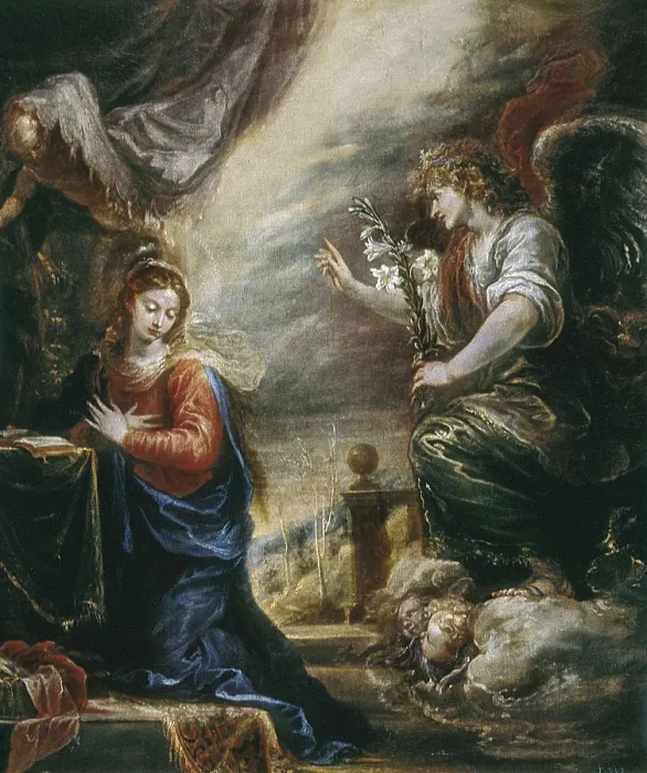 Framed Print : RIZI o RICCI, Francisco (1608-1685). The Annunciation. 1660. Baroque art. Oil on canvas. SPAIN. Madrid. Prado Museum. AISA / Everett Collection**US SALES ONLY**
