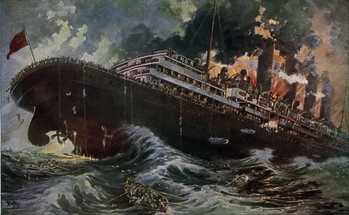 Framed Print : RMS Lusitania torpedoed by a German submarine on May 7, 1915. (BSLOC_2012_4_97) Framed Print : RMS Lusitania torpedoed by a German submarine on May 7, 1915. (BSLOC_2012_4_97)