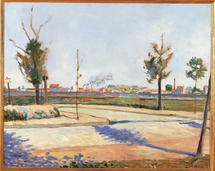 Framed Print : The Road to Gennevilliers, by Paul Signac, 1883, 19th Century, oil on canvas, cm 72, 9 x 91, 6 - France, Ile de France, Paris, Muse dOrsay, RF1968-3. All
