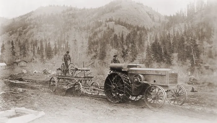 Framed Print : Road grader pulled by a steel wheeled tractor in Alaska's Tanana Valley in 1916. LC-DIG-ppmsc-01974 Framed Print : Road grader pulled by a steel wheeled tractor in Alaska's Tanana Valley in 1916. LC-DIG-ppmsc-01974
