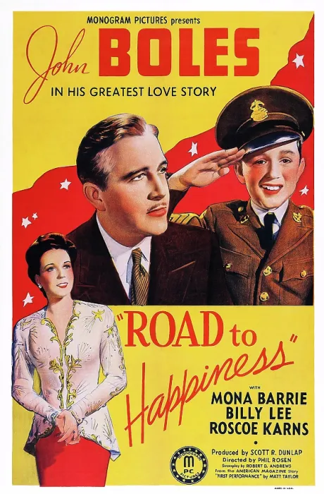 Framed Print : ROAD TO HAPPINESS, US poster art, from left: Mona Barrie, John Boles, Billy Lee, 1942