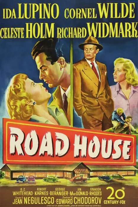 Framed Print : ROAD HOUSE, US poster art, l-r: Ida Lupino, Cornel Wilde, Richard Widmark, Celeste Holm, 1948, TM and Copyright 20th Century Fox Film Corp