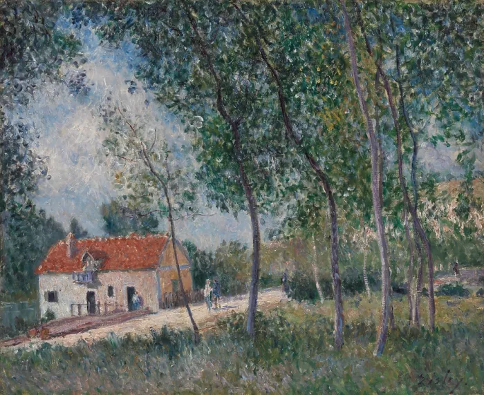 Framed Print : The Road from Moret to Saint-Mammes, by Alfred Sisley, 1883-85, French impressionist oil painting