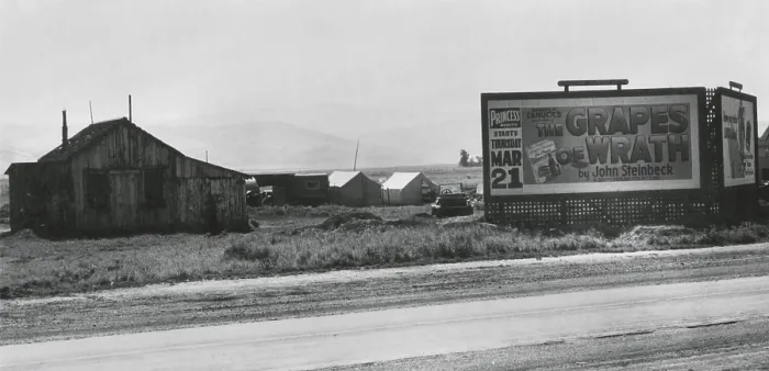 Framed Print : Roadside migrant camp behind, Grapes of Wrath, billboard, April 1940. The location is the commercial pea district on Highway #33, San Joaquin Valley, Calif Framed Print : Roadside migrant camp behind, Grapes of Wrath, billboard, April 1940. The location is the commercial pea district on Highway #33, San Joaquin Valley, Calif