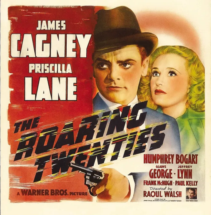 Framed Print : THE ROARING TWENTIES, from left: James Cagney, Priscilla Lane, bottom right: Raoul Walsh on window card, 1939